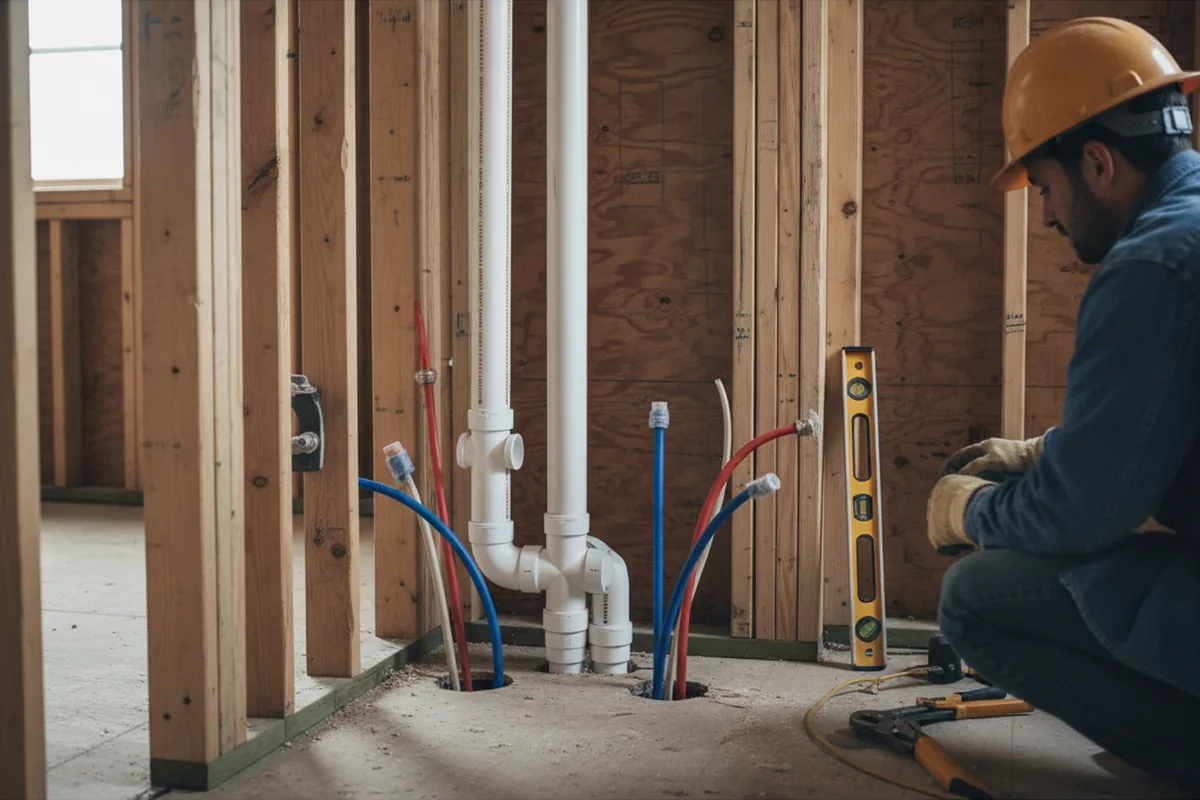 Drain and supply rough-in during Sump Pump Repair in Wanaque